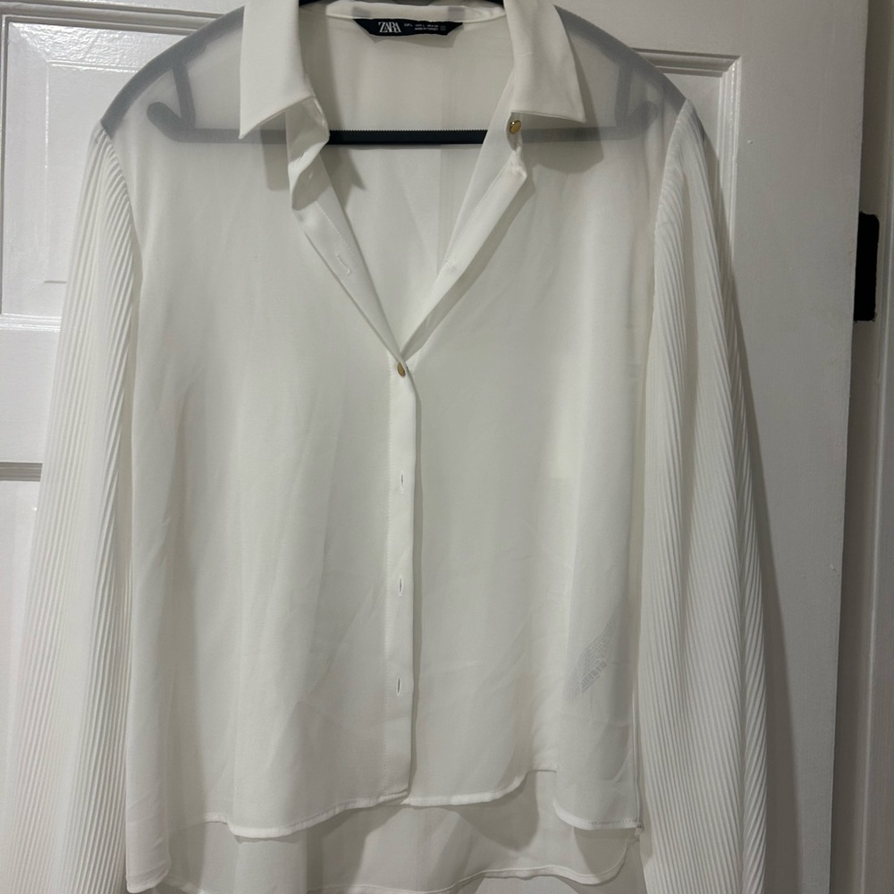 Zara White Sheer Blouse